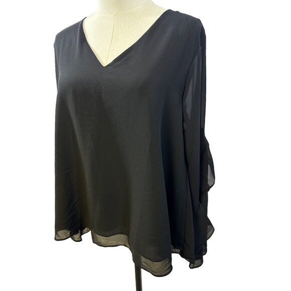 Women’s Black Formal Top Anthropologie She + Sky Blouse Size M - Picture 4 of 9